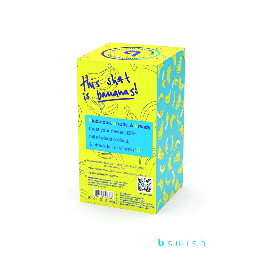 Bright yellow and turquoise bswish bcute curve infinite classic limited edition citrus yellow box with banana design and slogan