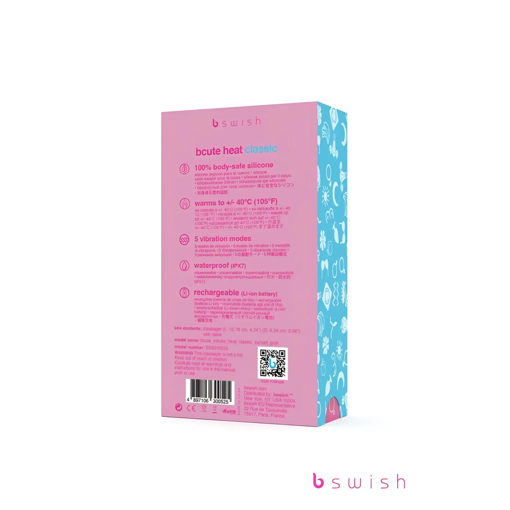 Pink and blue patterned box for bswish bcute infinite heat classic sunset pink silicone vibrator packaging
