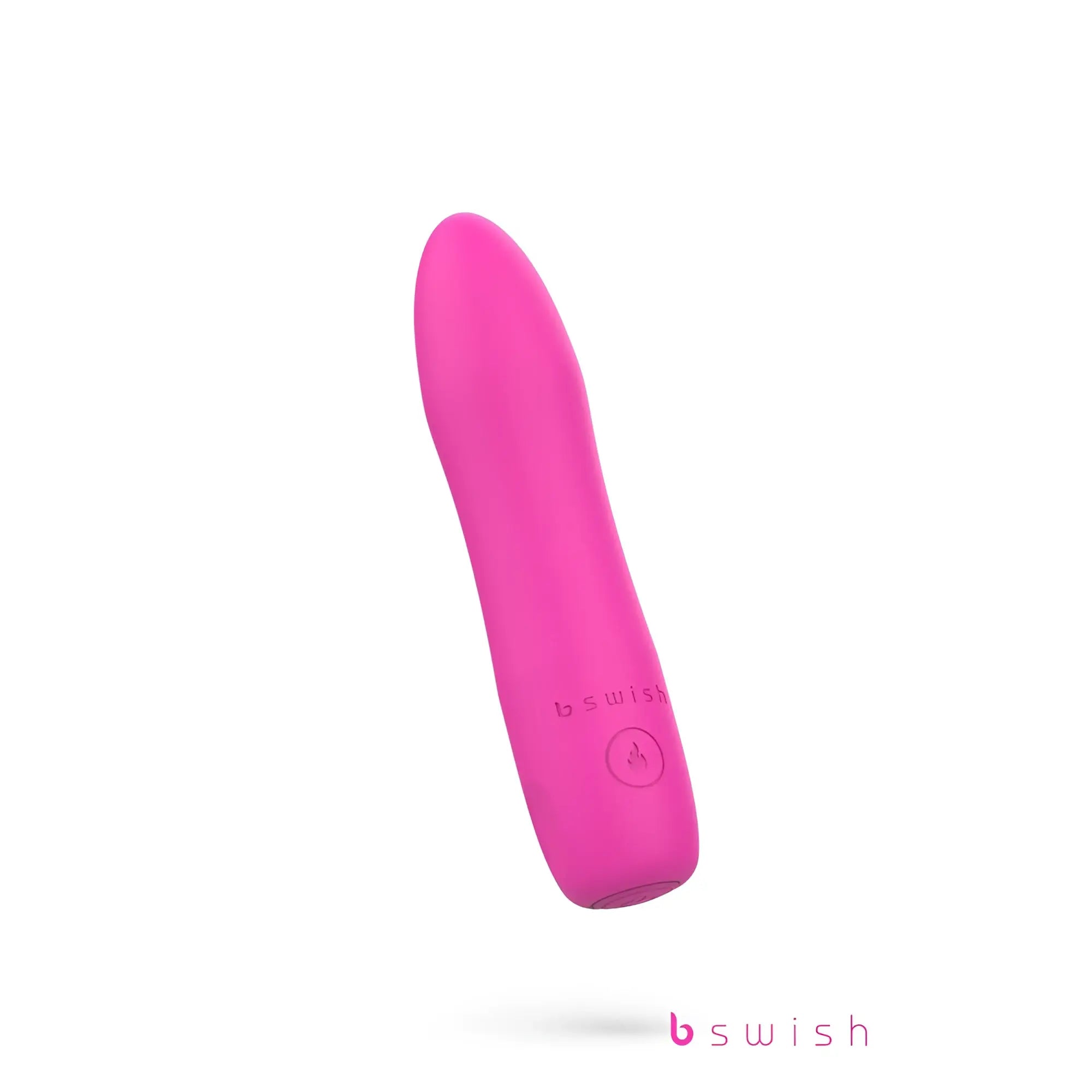 A sleek vibrant pink bswish bcute infinite heat personal pleasure device with smooth silicone and control button