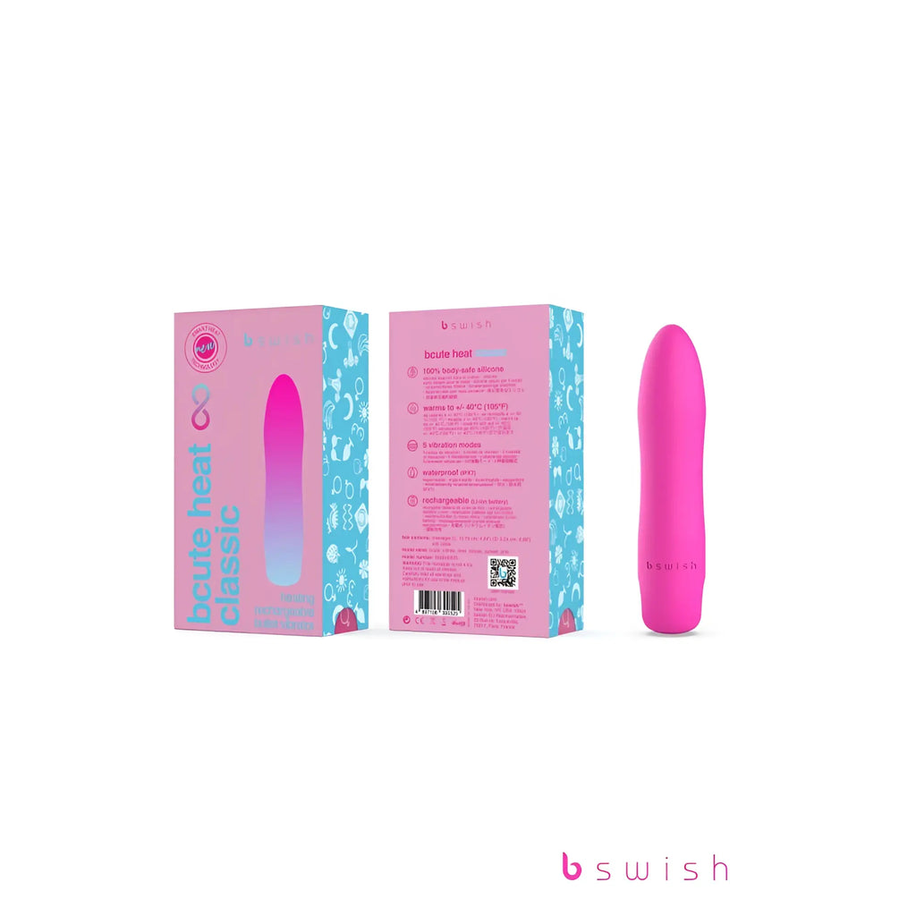 Vibrant pink silicone bcute heat classic personal pleasure device by Bswish designed for intimate use