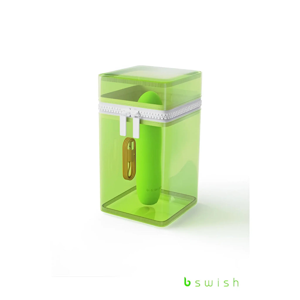 Bswish Bdesired Infinite Deluxe Paradise Green lime green silicone vibrato in translucent matching box with white zipper