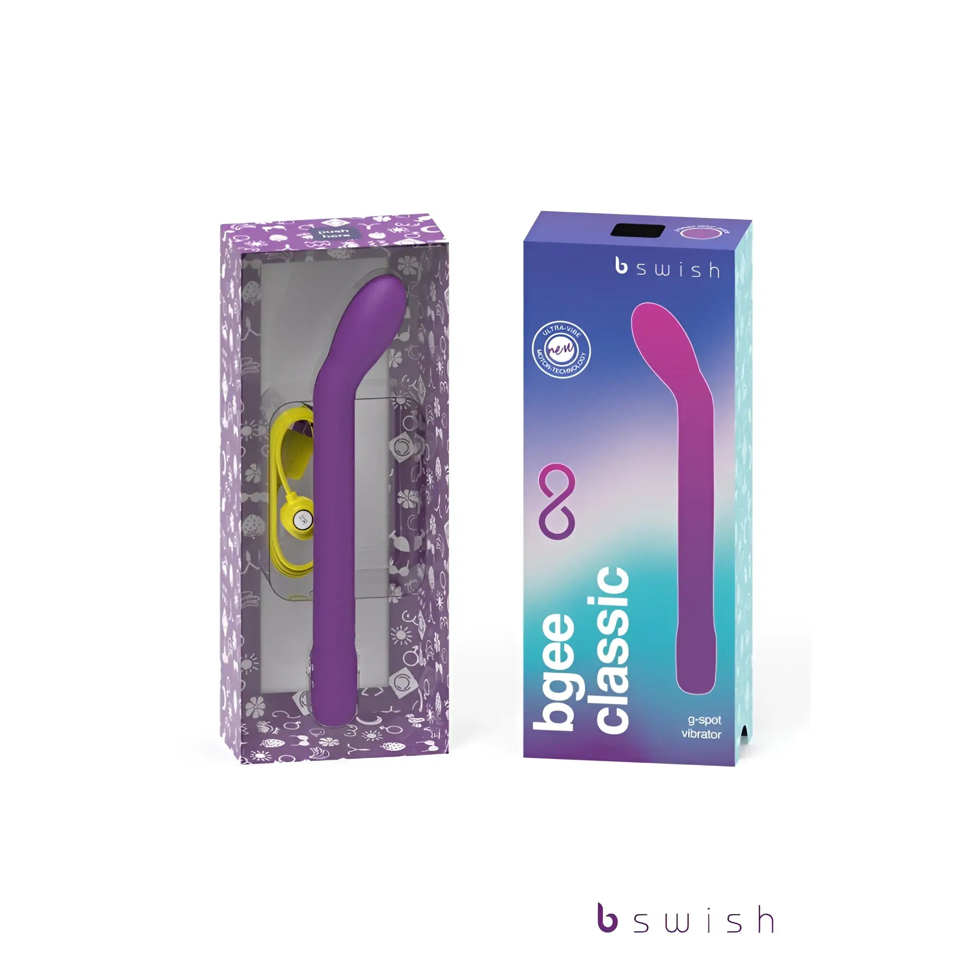 Purple silicone g-spot vibrator bswish bgee infinite classic in branded packaging for intimate pleasure
