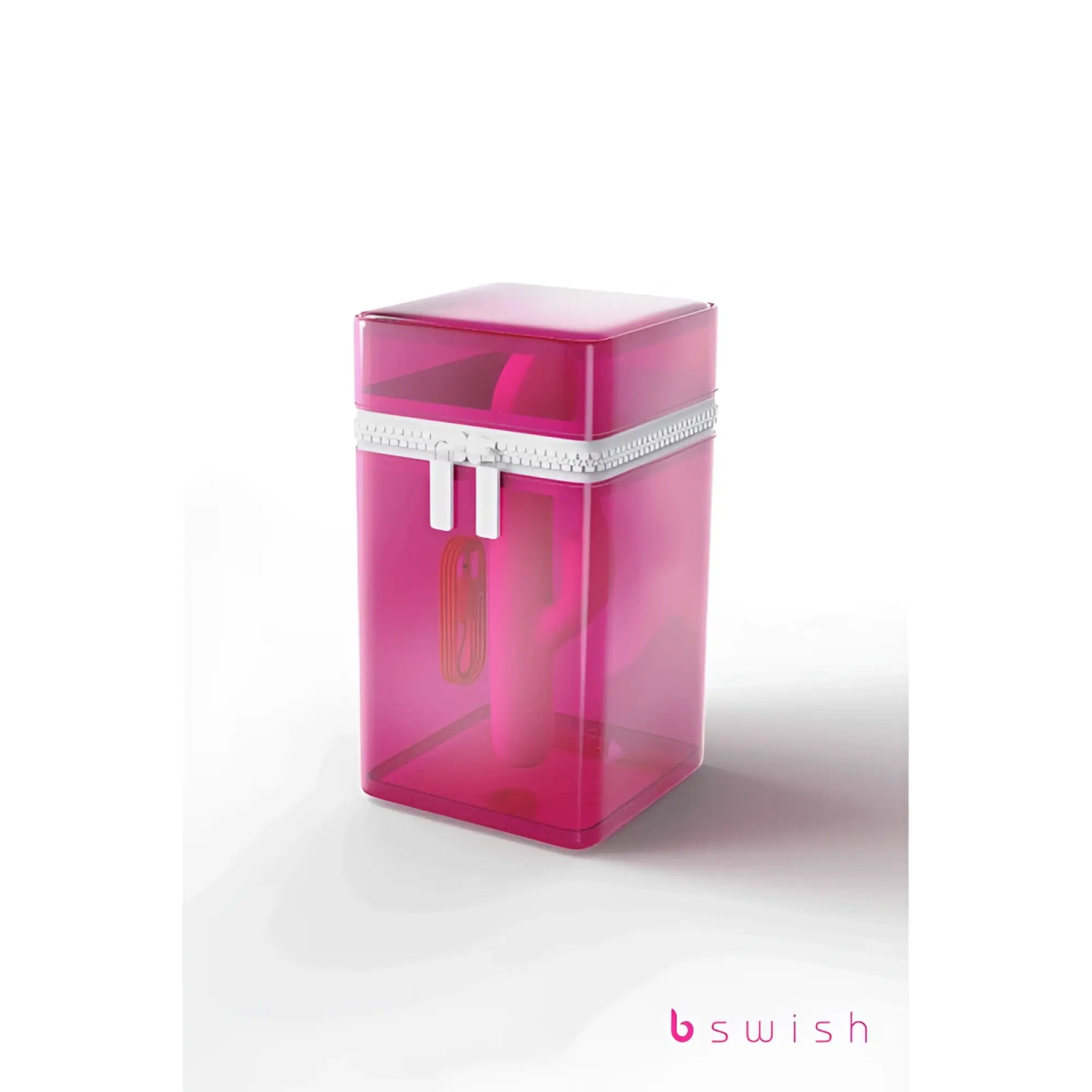 Bswish bwild bunny classic infinite limited edition sunset pink transparent pink rectangular pencil sharpener with silver zipper closure and white pull tabs