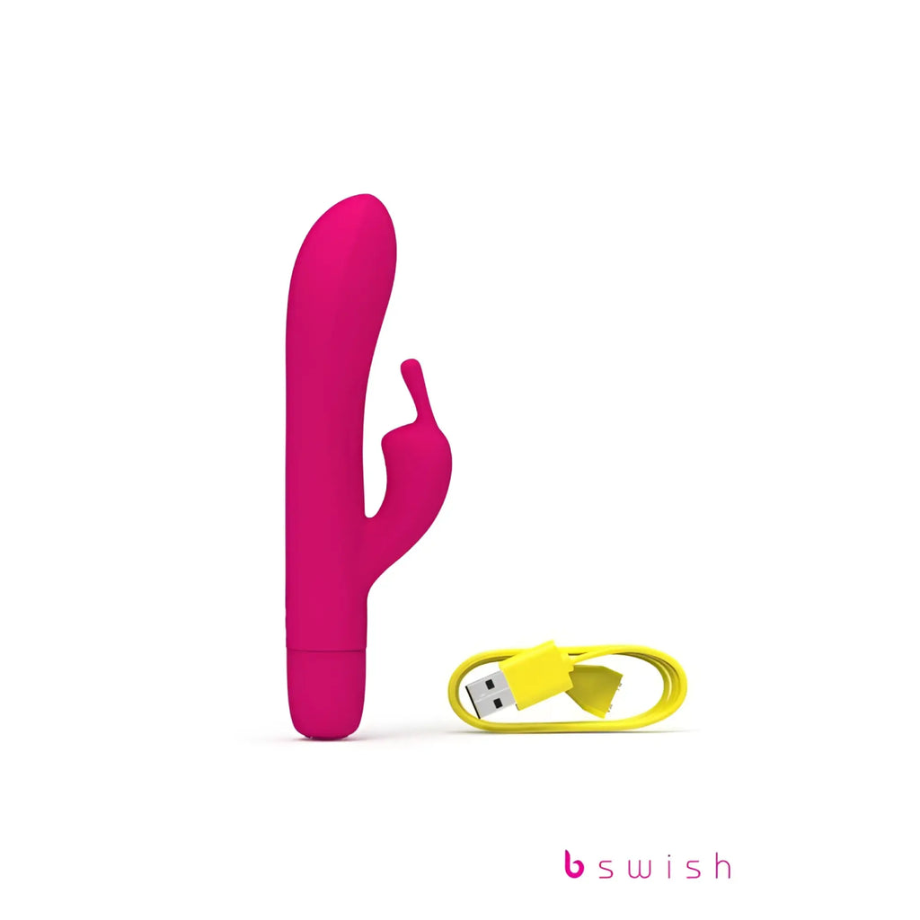 Bswish bwild bunny classic infinite sunset pink vibrating toy with sleek fuchsia silicone body and rabbit ear design