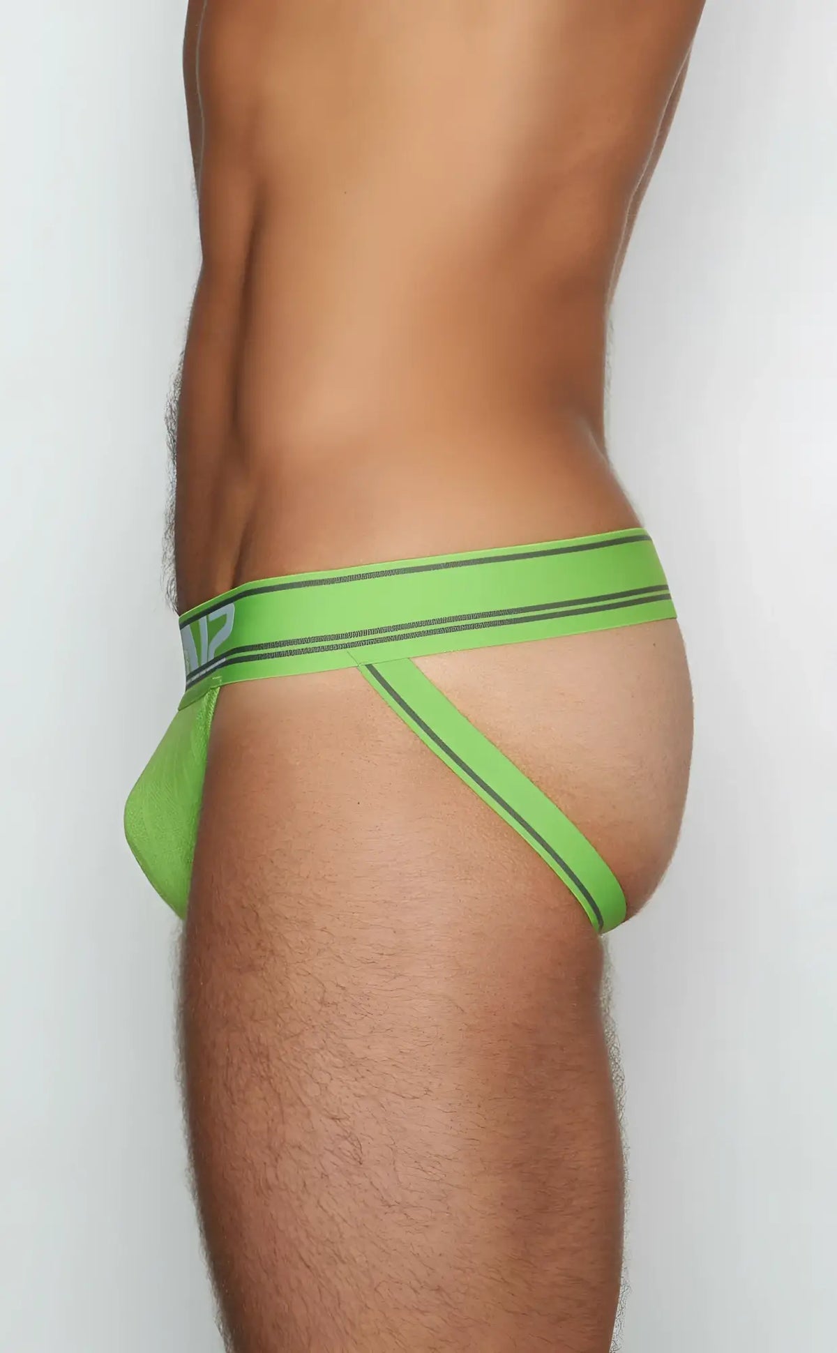 C-in2 jockstrap 6726 bright lime green athletic briefs with black trim and subtle logo on the waistband