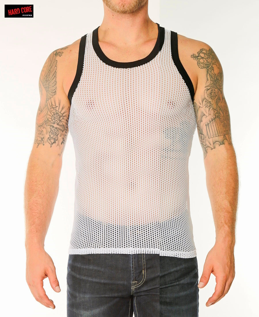 Go Softwear 4205 Men's Chain Link Mesh Tank Top - White