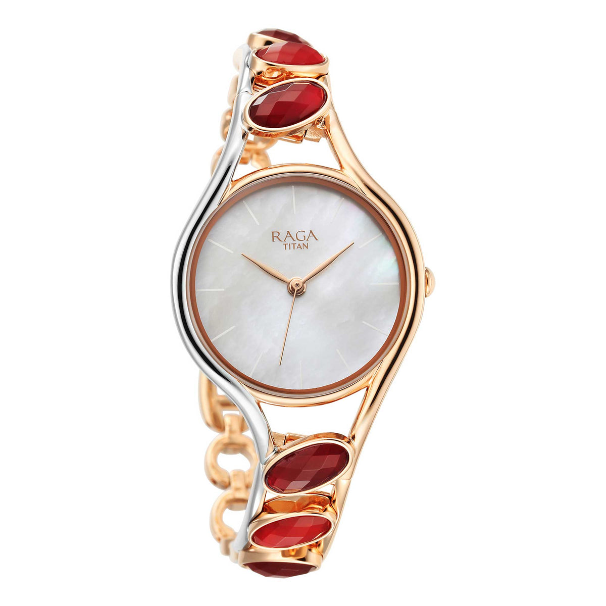 Titan Raga New You Quartz Analog Mother Of Pearl Dial Metal Strap Watch for Women
