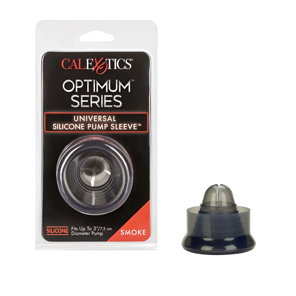 Smoke-colored silicone universal pump sleeve from calextics optimum series for versatile pump compatibility