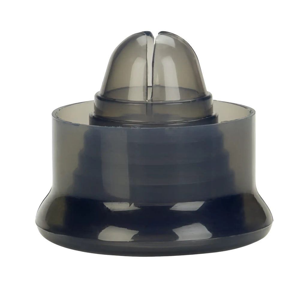 Dark translucent silicone suction cup with dome top and ridged base for Calex universal pump sleeve smoke
