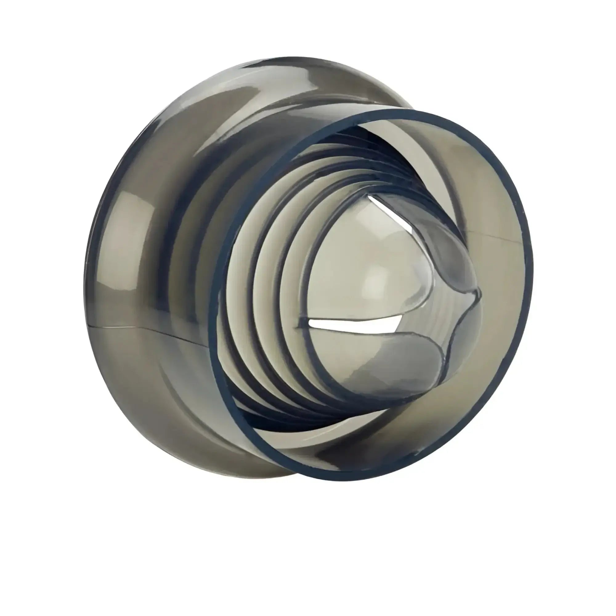 Transparent gray plastic calex universal silicone pump sleeve smoke with concentric grooves and glossy finish