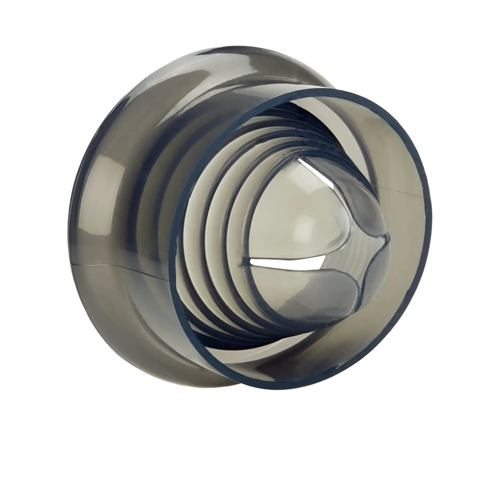 Transparent gray plastic calex universal silicone pump sleeve smoke with concentric grooves and glossy finish