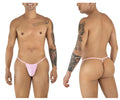 CandyMan 9586 G-String in Baby Pink: front and back views on a model.