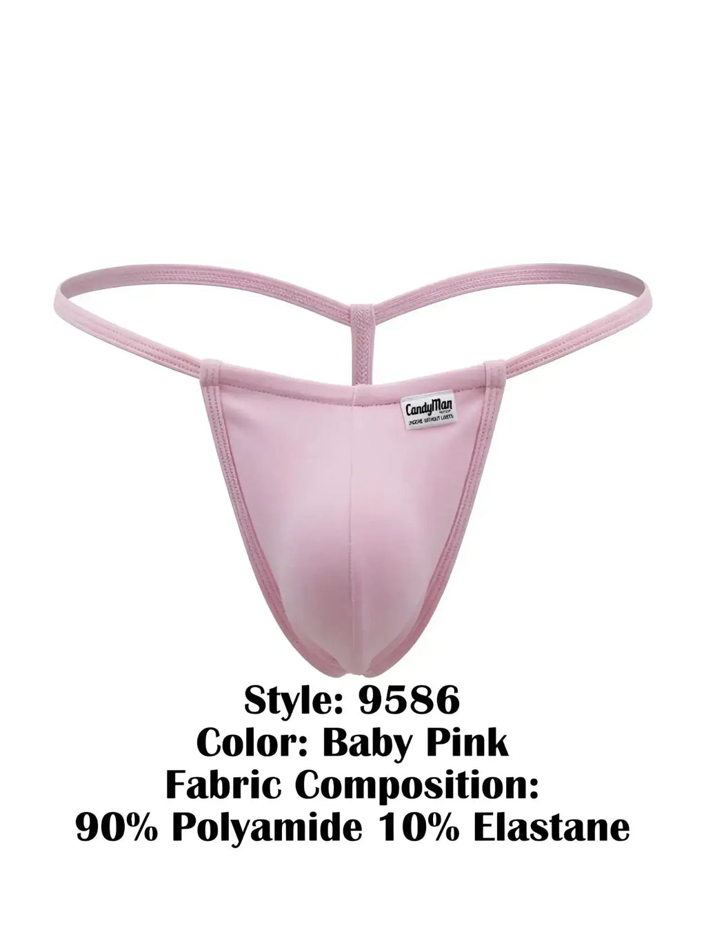 Front view of CandyMan 9586 G-string in baby pink.