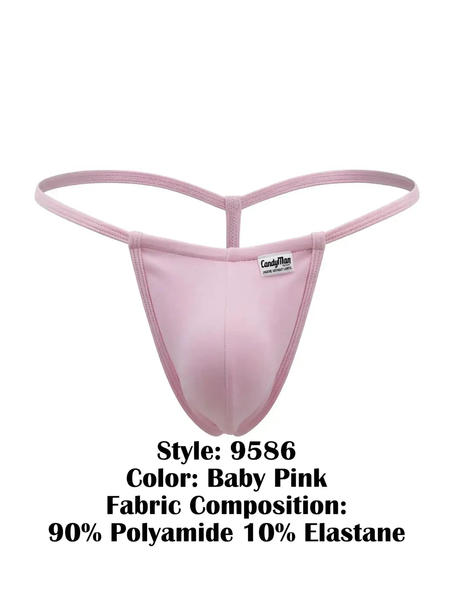 Front view of CandyMan 9586 G-string in baby pink.