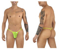 CandyMan 9586 G-String in Hot Green mesh, showing front and back views on a model.