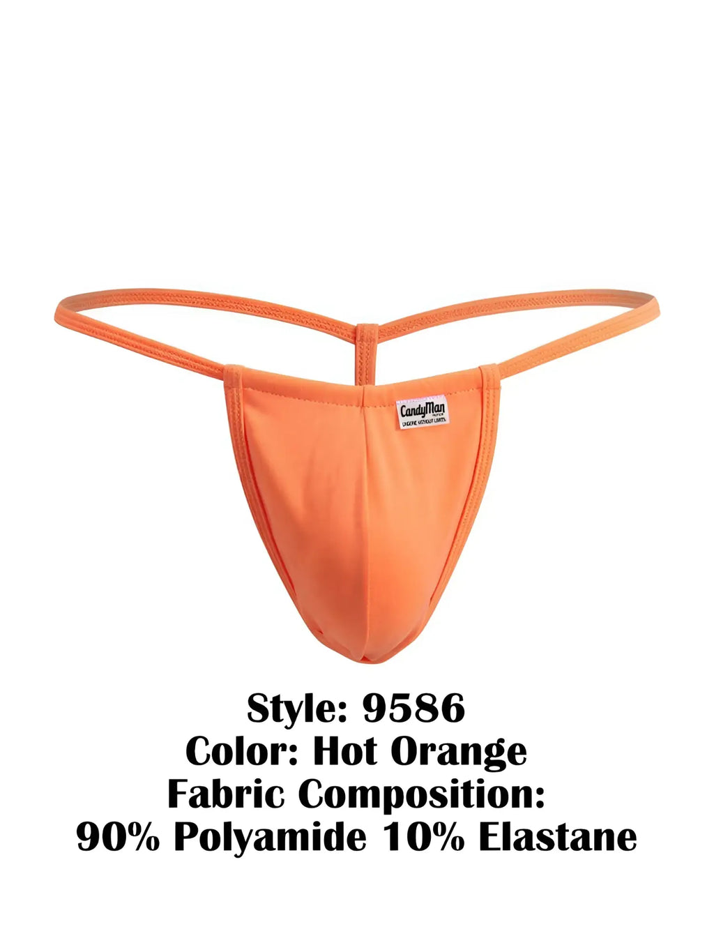 Front view of CandyMan 9586 G-string in hot orange.
