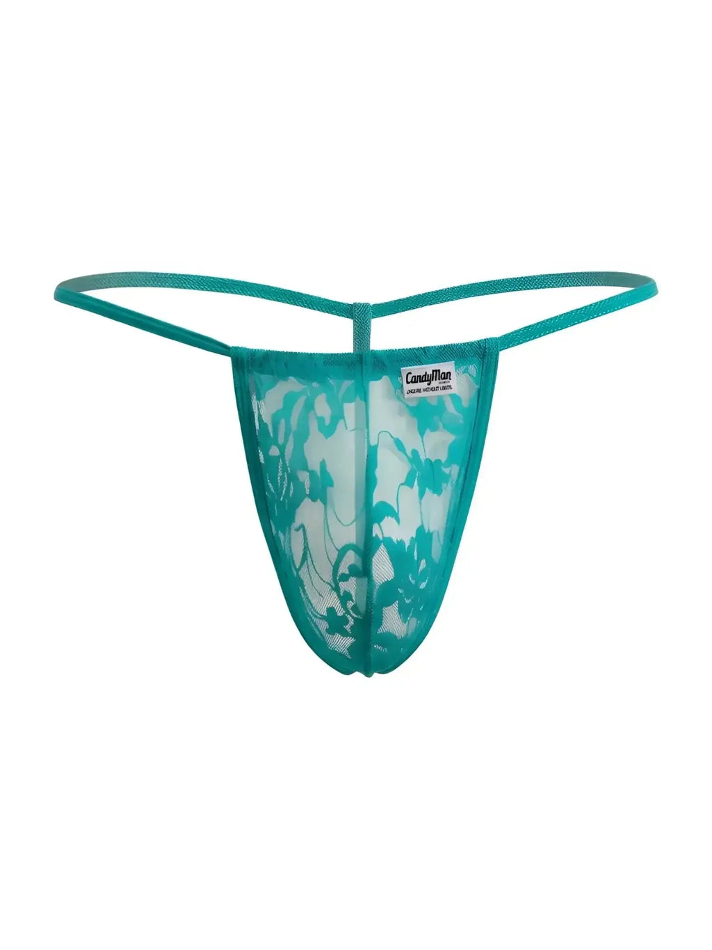 Front view of the Jade lace CandyMan 9586 G-string.