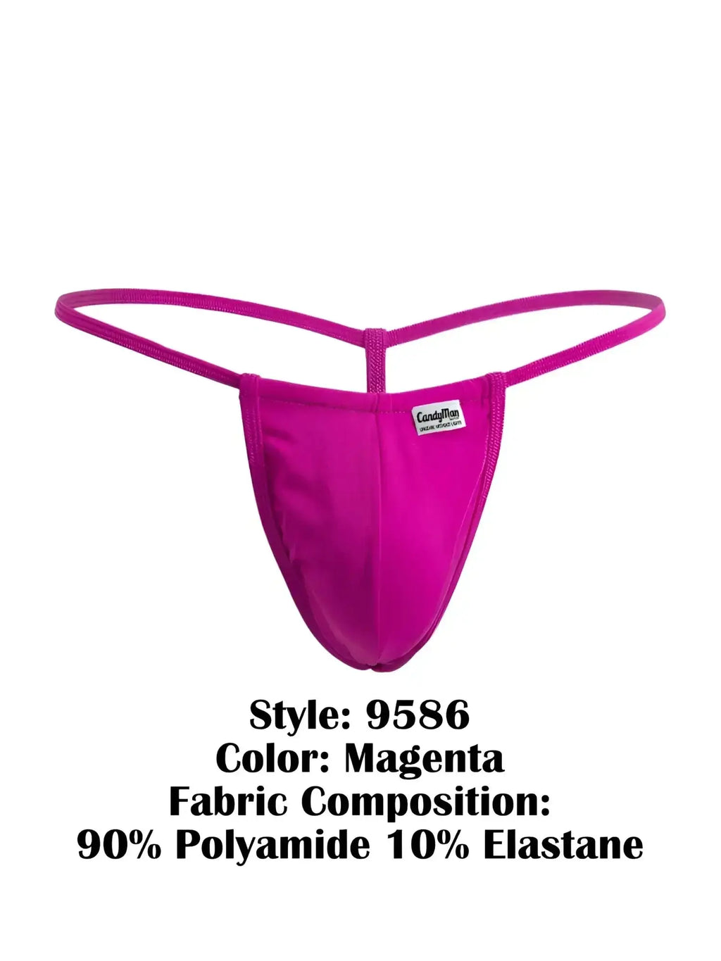 Front view of the magenta CandyMan 9586 G-string, featuring a sleek, solid color design on a white background.