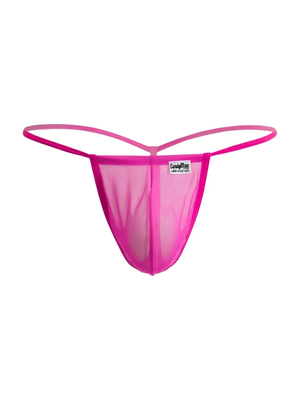 Front view of the CandyMan 9586 G-String in magenta mesh fabric.
