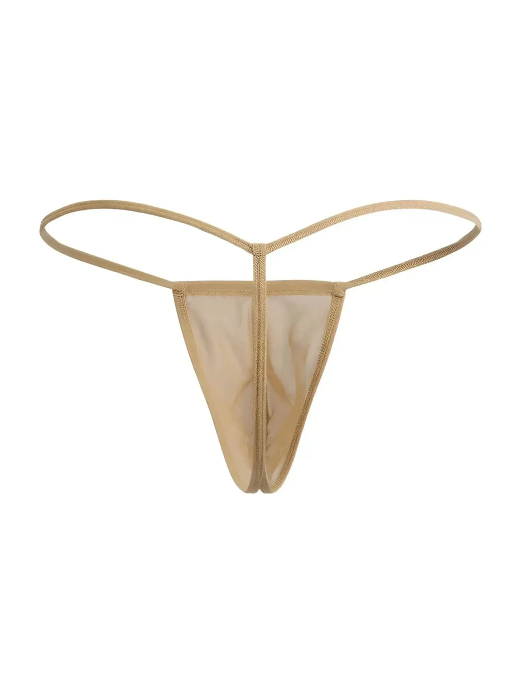 Front view of CandyMan 9586 G-String in Mocca Mesh.