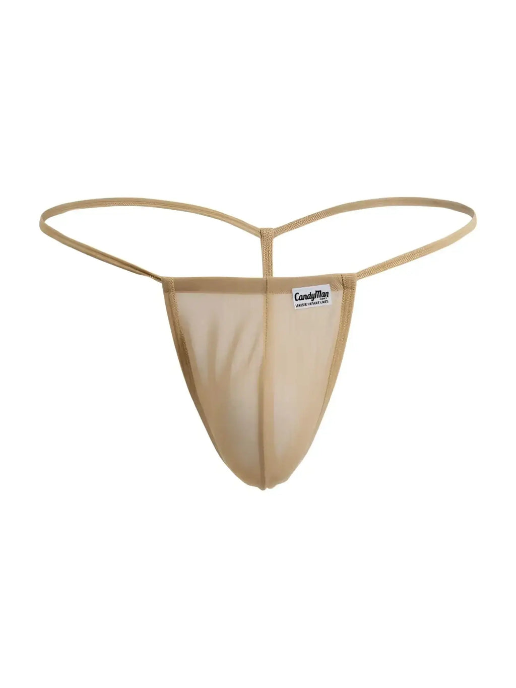 Front view of the CandyMan 9586 G-String in Mocca Mesh fabric.