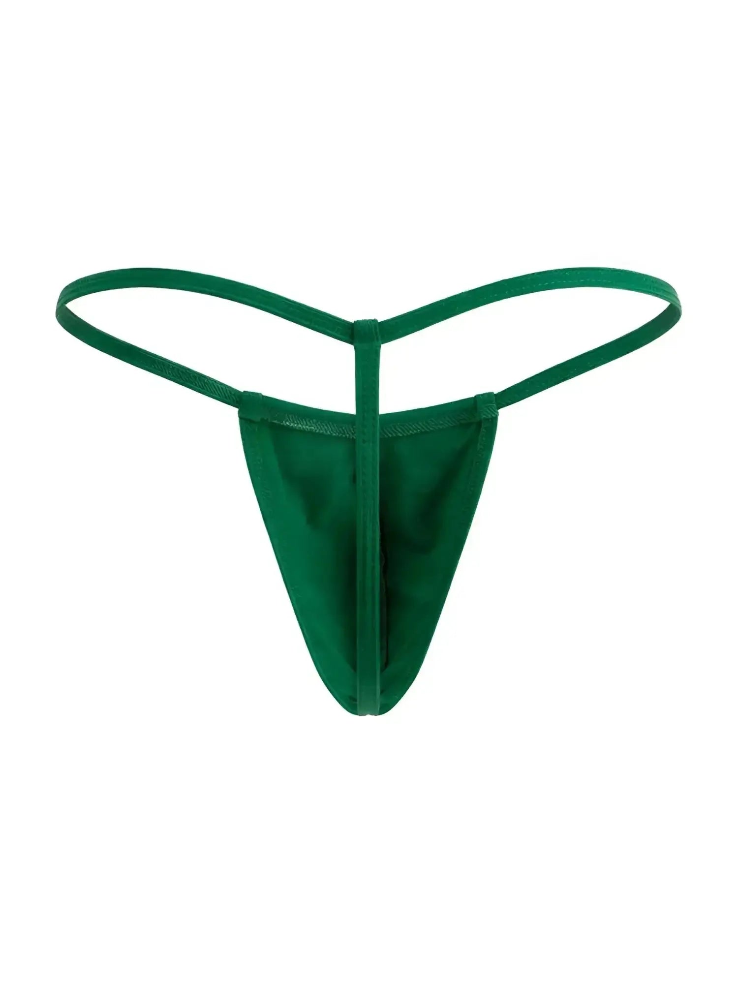 Front view of the CandyMan 9586 G-String in Nature Green.