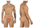 CandyMan 9586 G-String in orange print, showing front and back views on a model.
