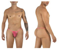 CandyMan 9586 G-String in pink mesh, showing front and back views on a model.