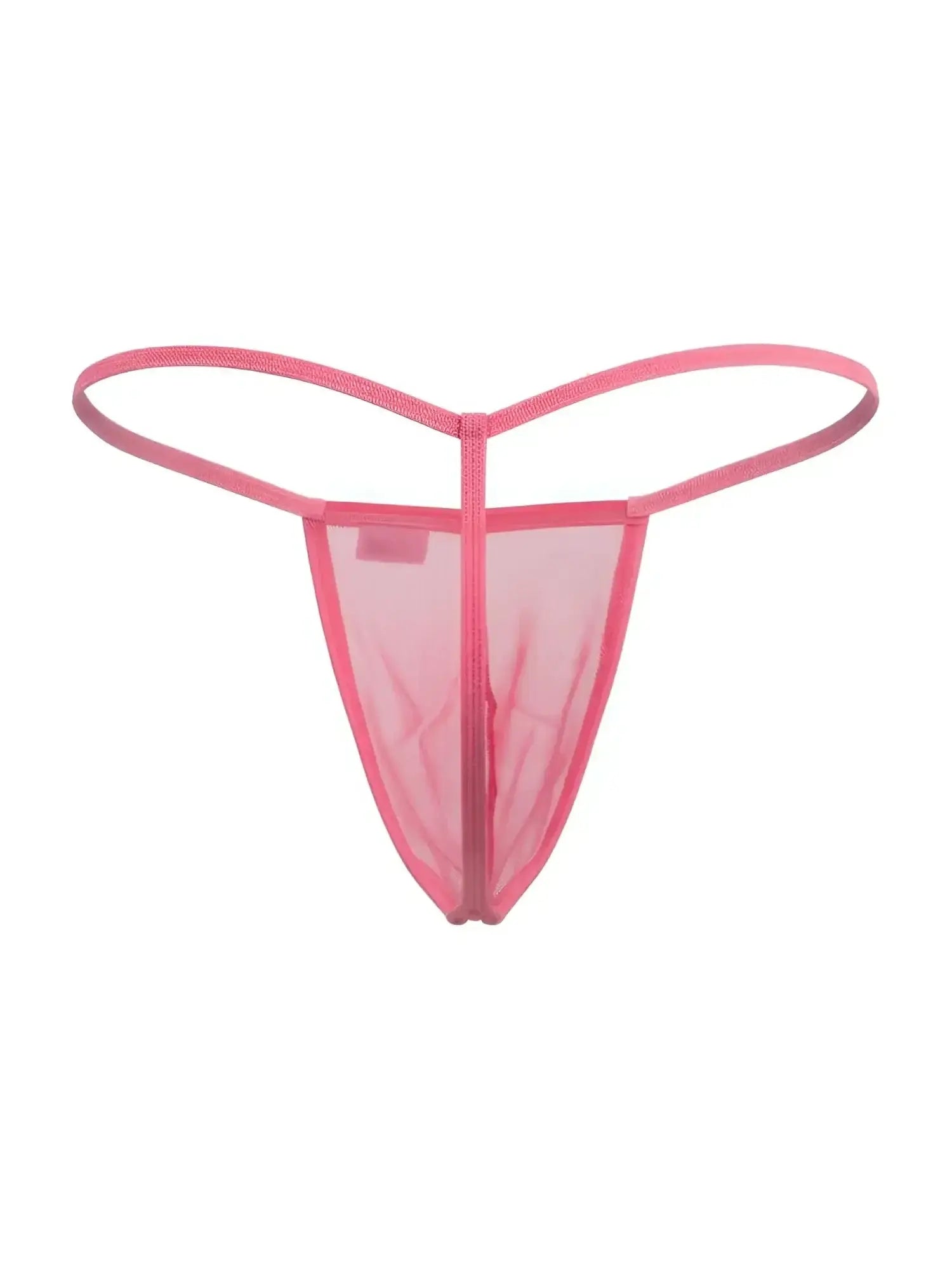 Front view of CandyMan 9586 pink mesh G-string.