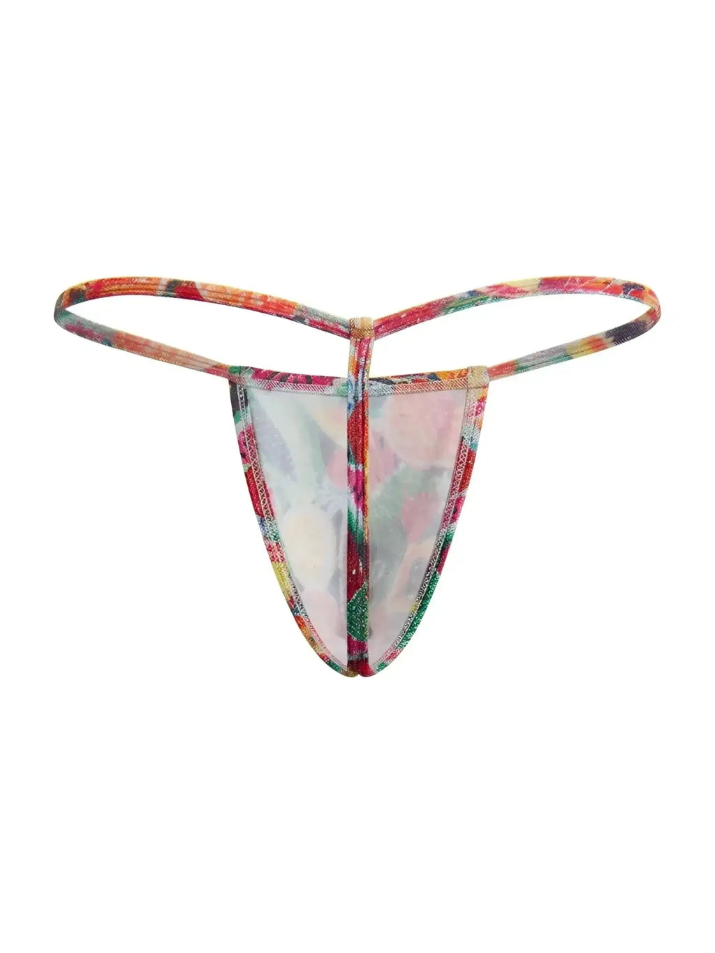 CandyMan 9586 G-String in fruit print, back view showing the thong design on a white background.
