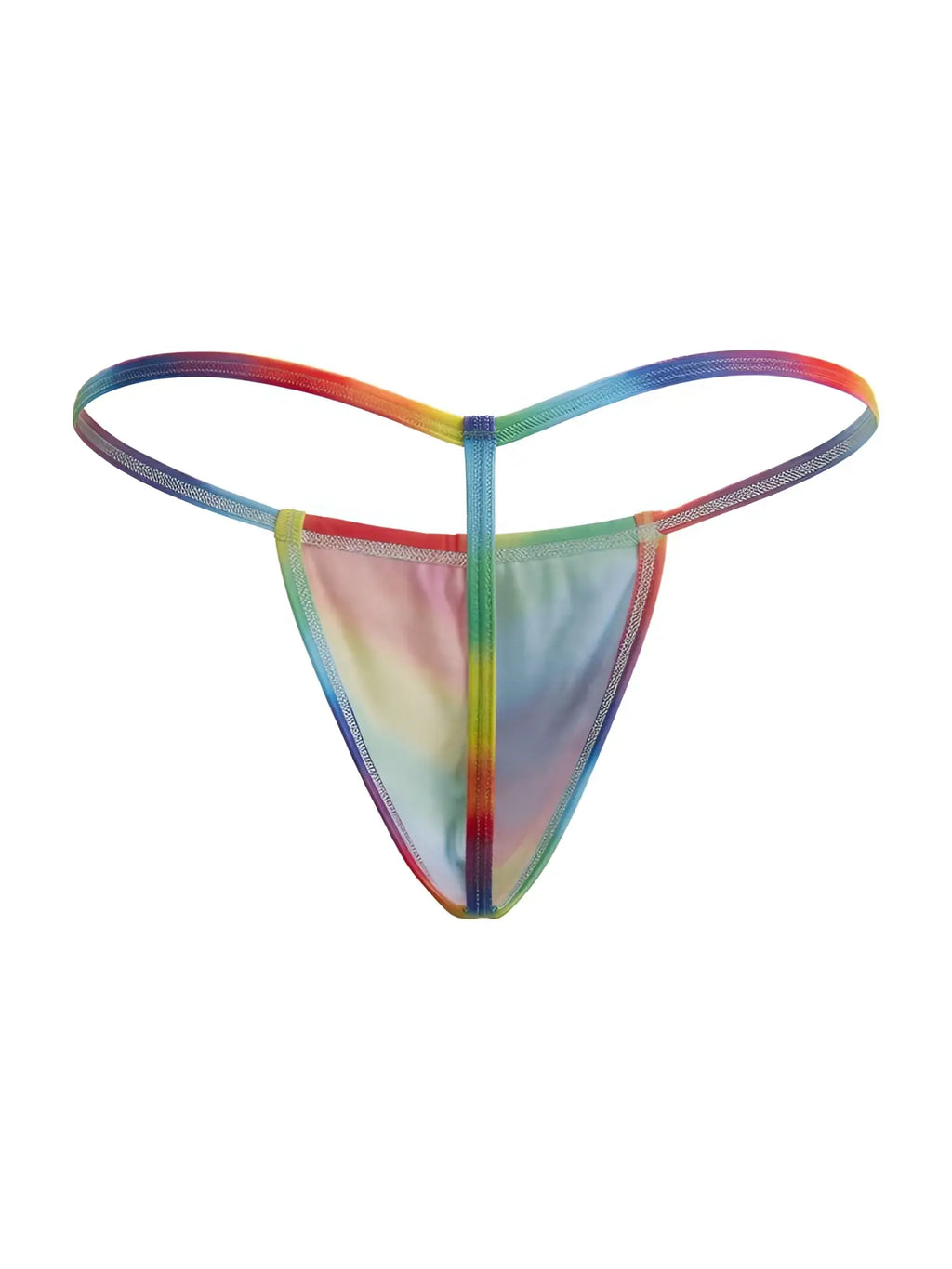 CandyMan 9586 G-String in Rainbow Print, back view showing the thong design on a white background.