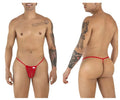 CandyMan 9586 G-String in red lace shown in front and back views on a male model.