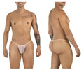 Front and back view of CandyMan 9586 G-string in tangerine mesh.