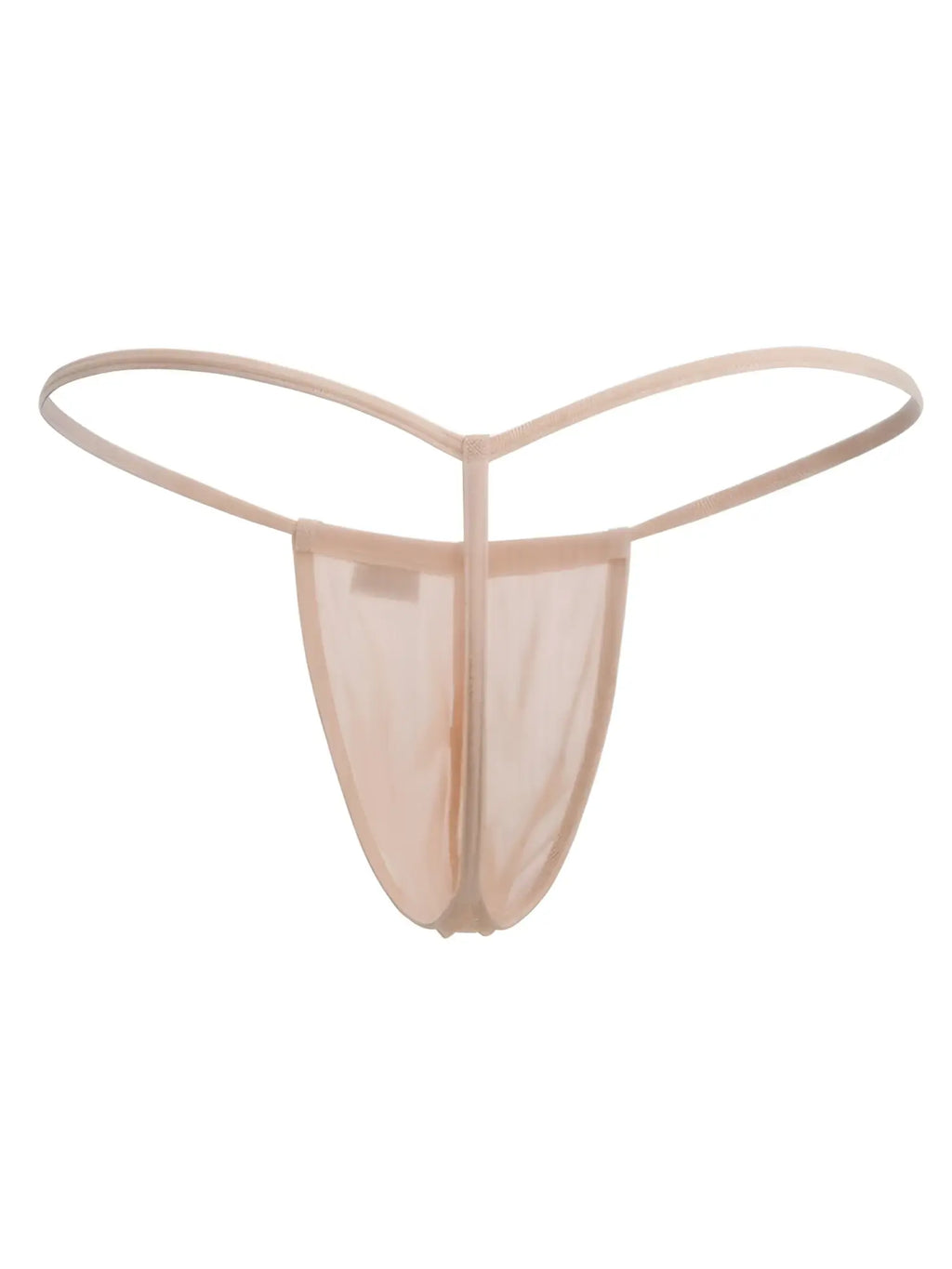CandyMan 9586 G-String in Tangerine mesh. Studio product view of the sheer, minimalist G-string underwear.