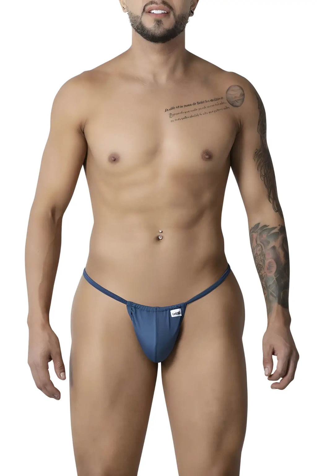 CandyMan 9586 g-string thongs in petrol blue with snug fit elastic waistband for athletic wear