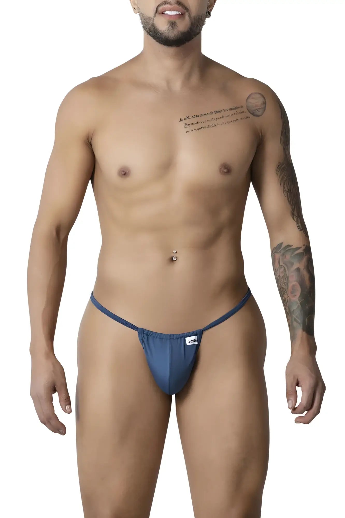 CandyMan 9586 g-string thongs in petrol blue with snug fit elastic waistband for athletic wear