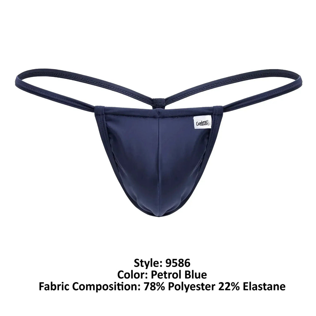Petrol blue CandyMan 9586 g-string thong with sleek design and thin elastic straps made of polyester and elastane