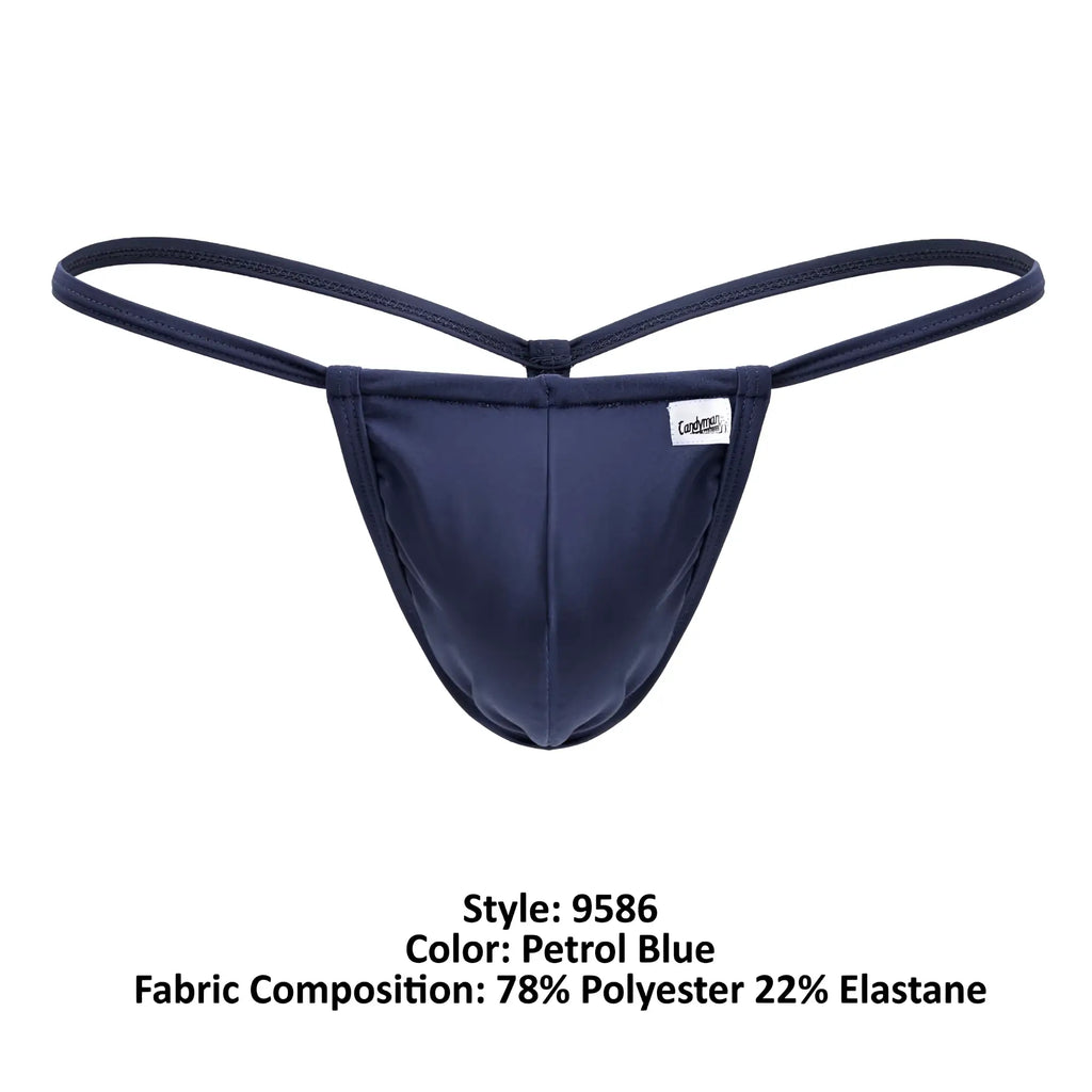 Petrol blue CandyMan 9586 g-string thong with sleek design and thin elastic straps made of polyester and elastane