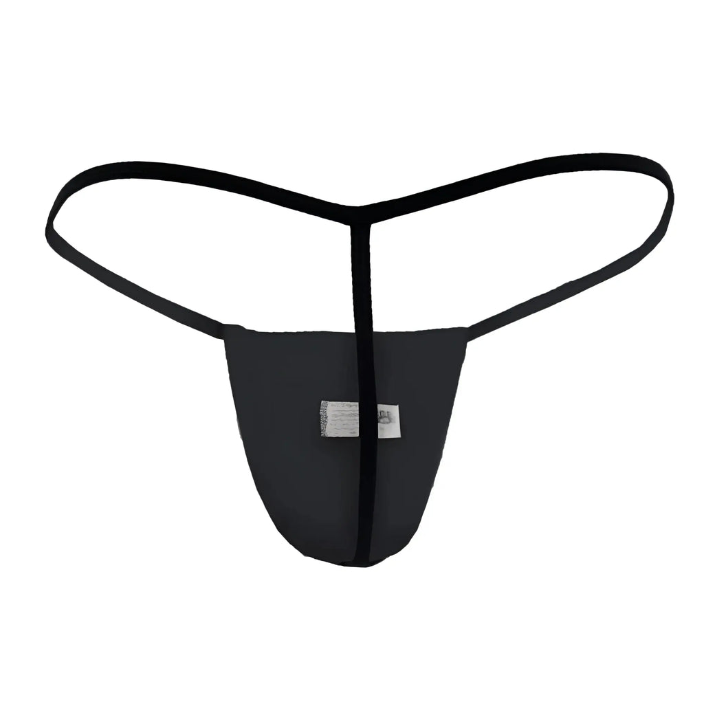 Black CandyMan 9586 thong made of smooth stretchy fabric with a sleek minimalist design shown from the back side