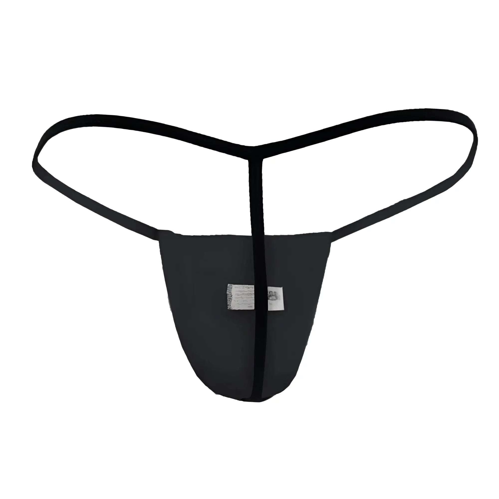 Black CandyMan 9586 thong made of smooth stretchy fabric with a sleek minimalist design shown from the back side