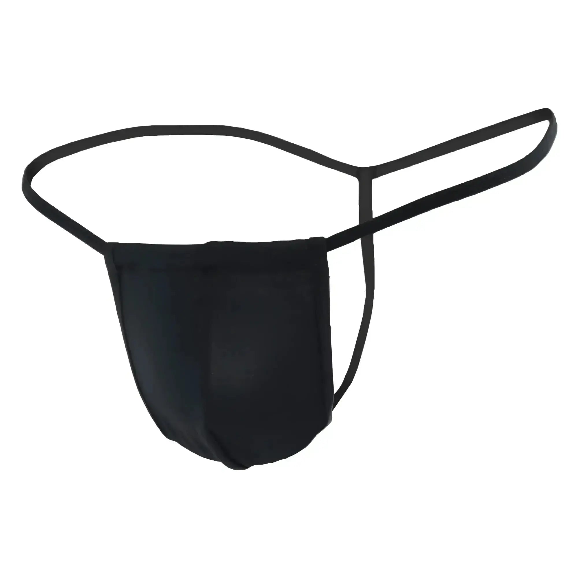 Black candyman 9586 thong with sleek minimalist design made of smooth fabric and thin elastic straps