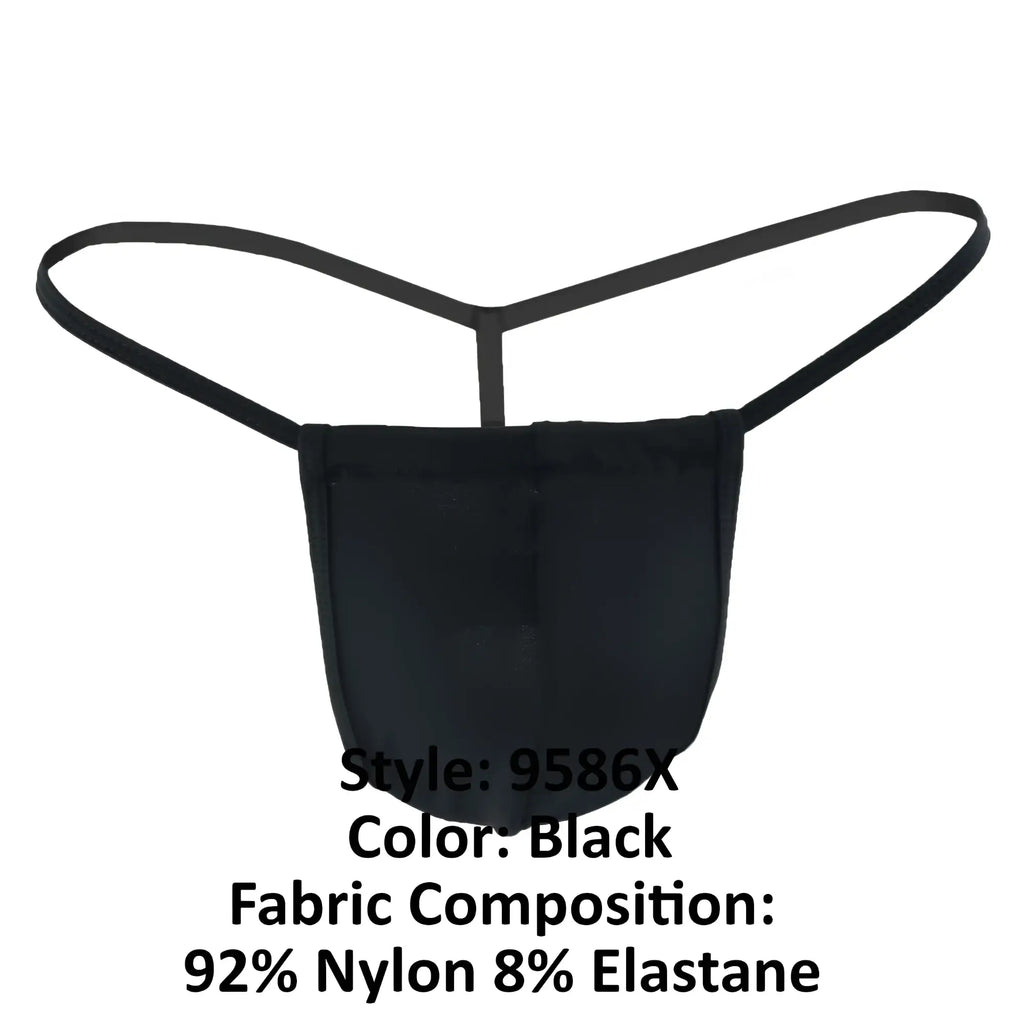 Black nylon and elastane briefs candyman 9586x thongs with supportive form-fitting design front view