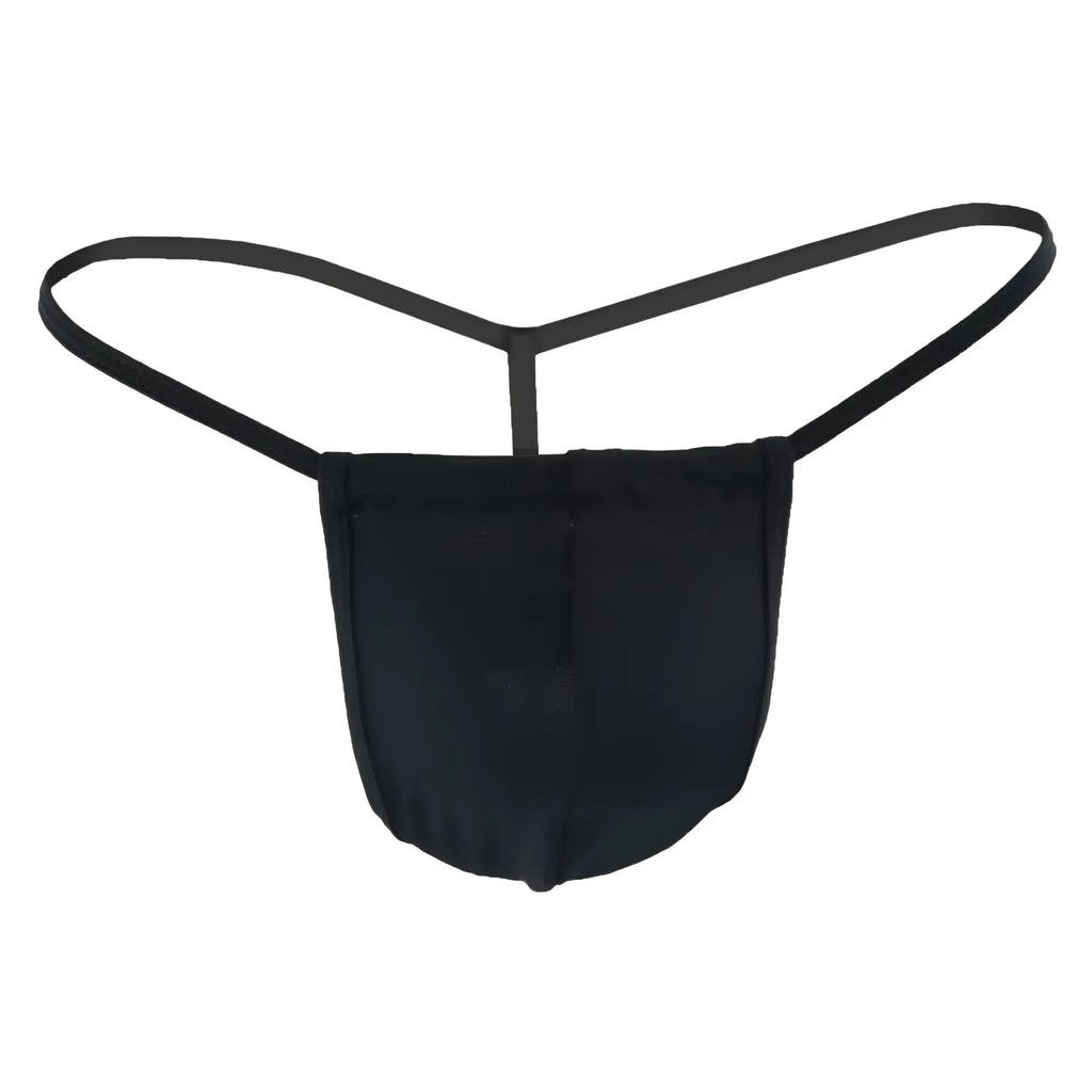 Black Candyman 9586X thong made of smooth fabric with thin elastic straps showcasing a sleek minimalist design