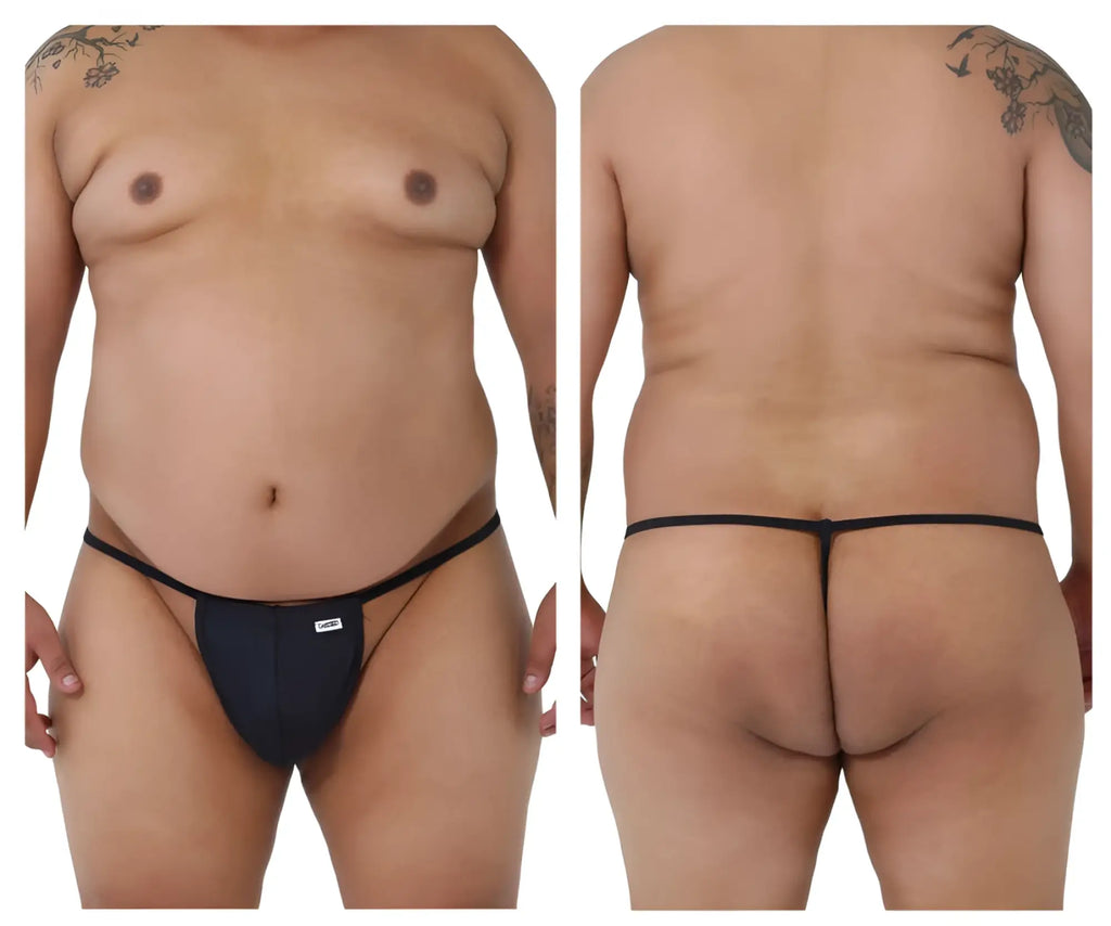 Black CandyMan 9586X thong with a small white logo on the front made of comfortable fabric