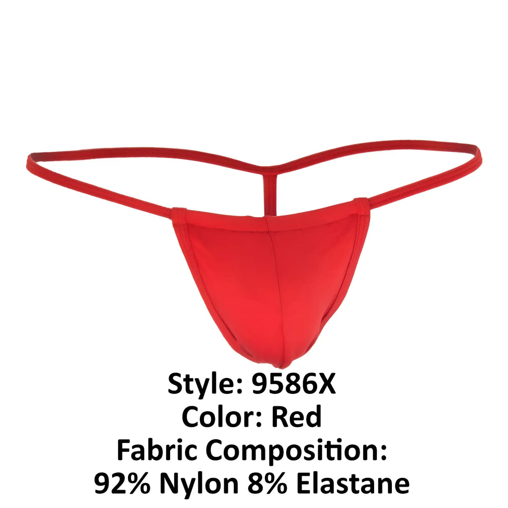 CandyMan 9586X red thong made of 92 percent nylon and 8 percent elastane showing the front side