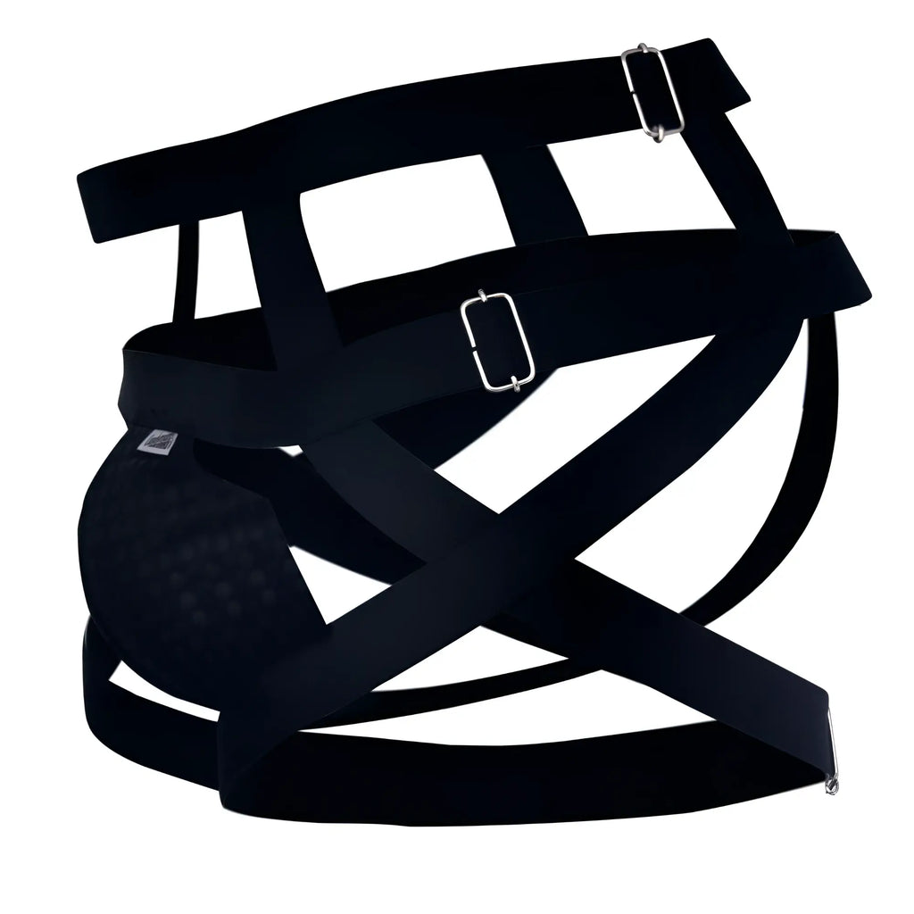 CandyMan 99242 black mesh athletic supporter with adjustable straps and silver-toned metal buckles