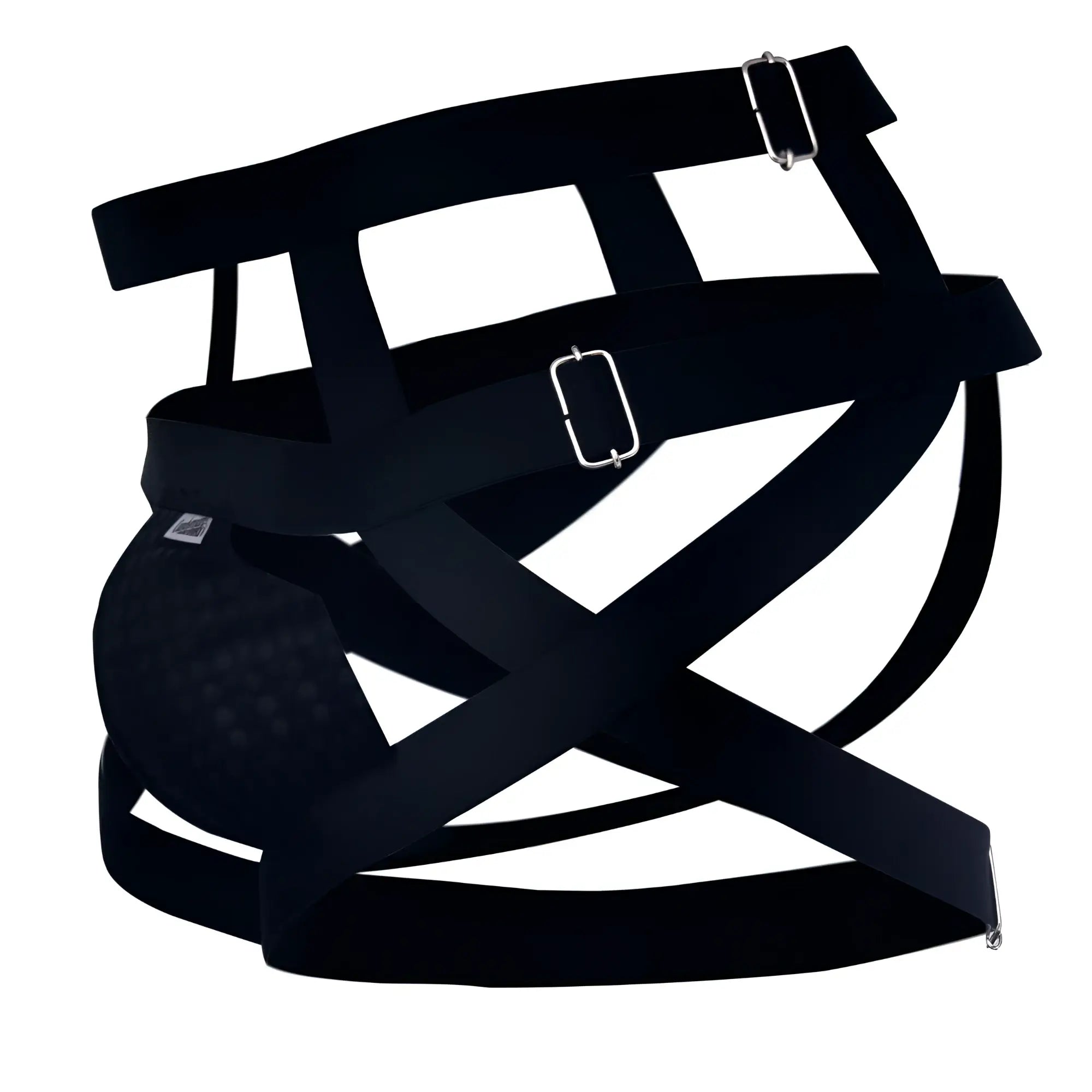 CandyMan 99242 black mesh athletic supporter with adjustable straps and silver-toned metal buckles