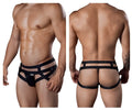 Black strappy harness-style briefs candyMan 99242 jockstrap with a sleek modern design and adjustable straps