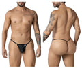 CandyMan 99246 black mesh thong with thin elastic waistband and small white brand tag visible on the back side