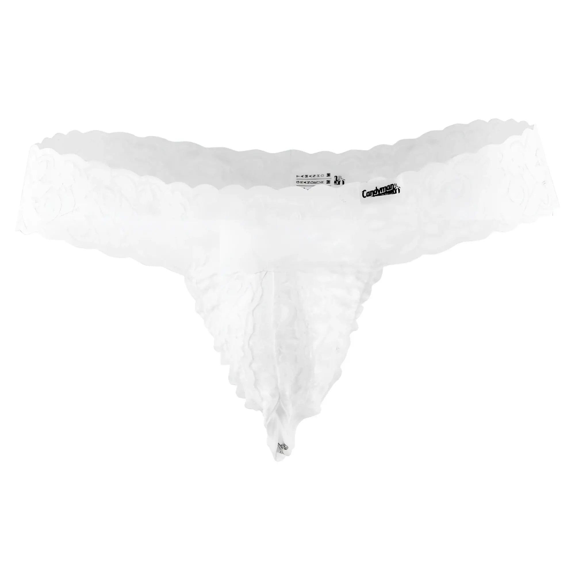 White candyMan 99315X lace thong with scalloped edges and delicate sheer fabric for a peek a boo look